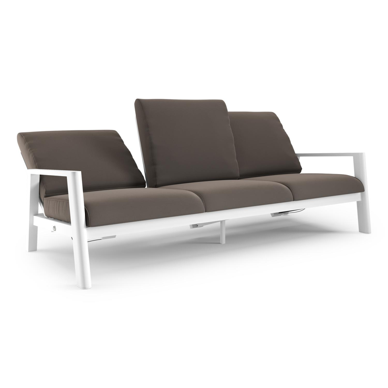 Cirello loungebank in wit aluminium met natte nature grey all weather sunbrella® luxe kussen