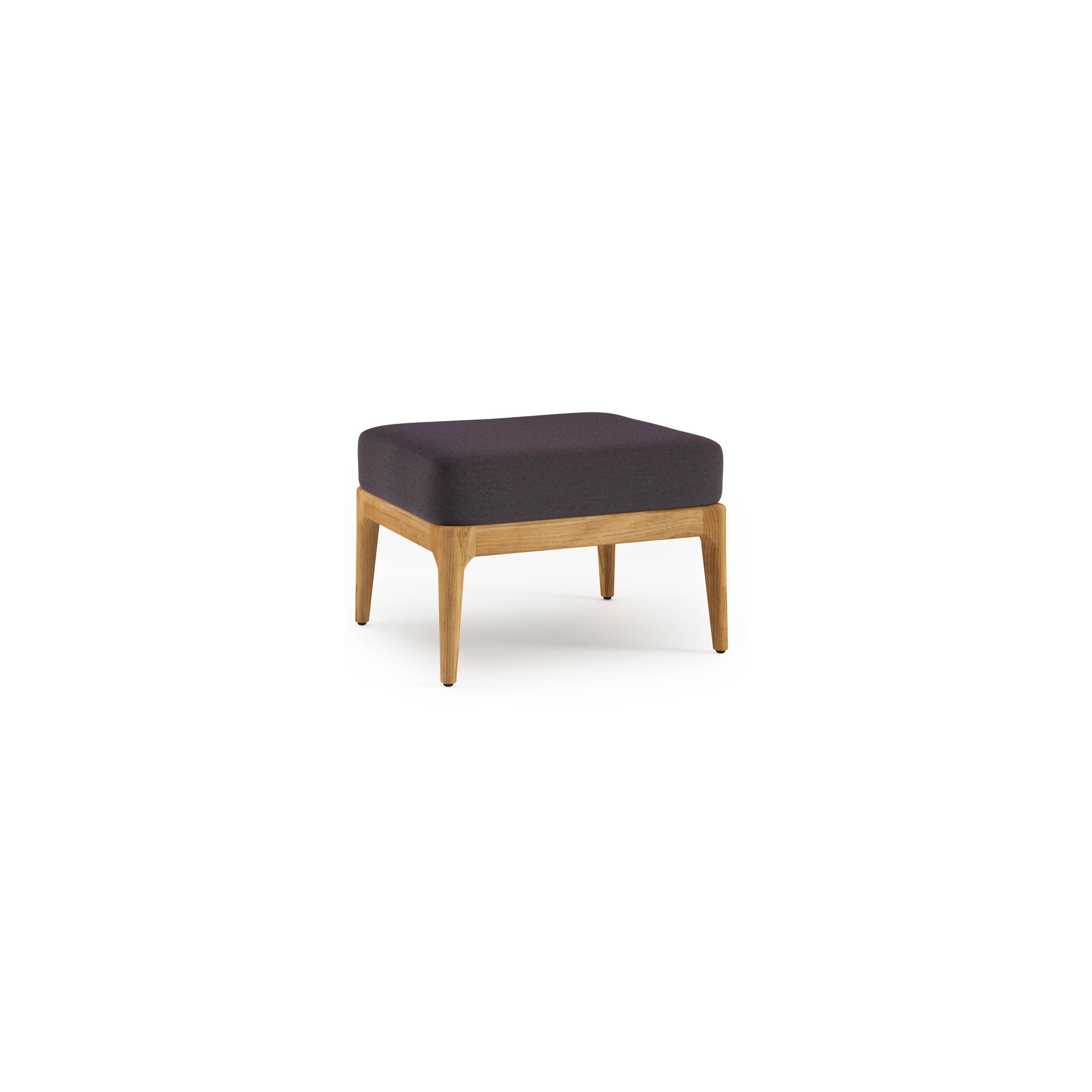 Orso poef in teak met Tundra Red all weather sunbrella® luxe kussen
