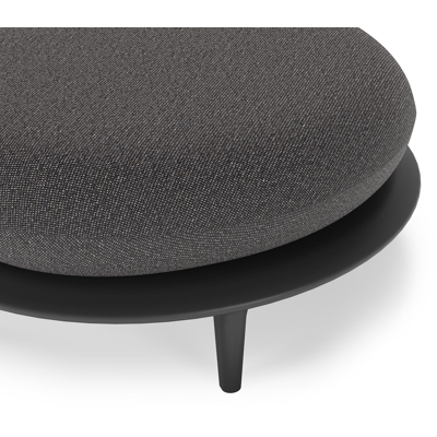 Bomero poef in zwart aluminium met firenze tunder all weather solica kussen