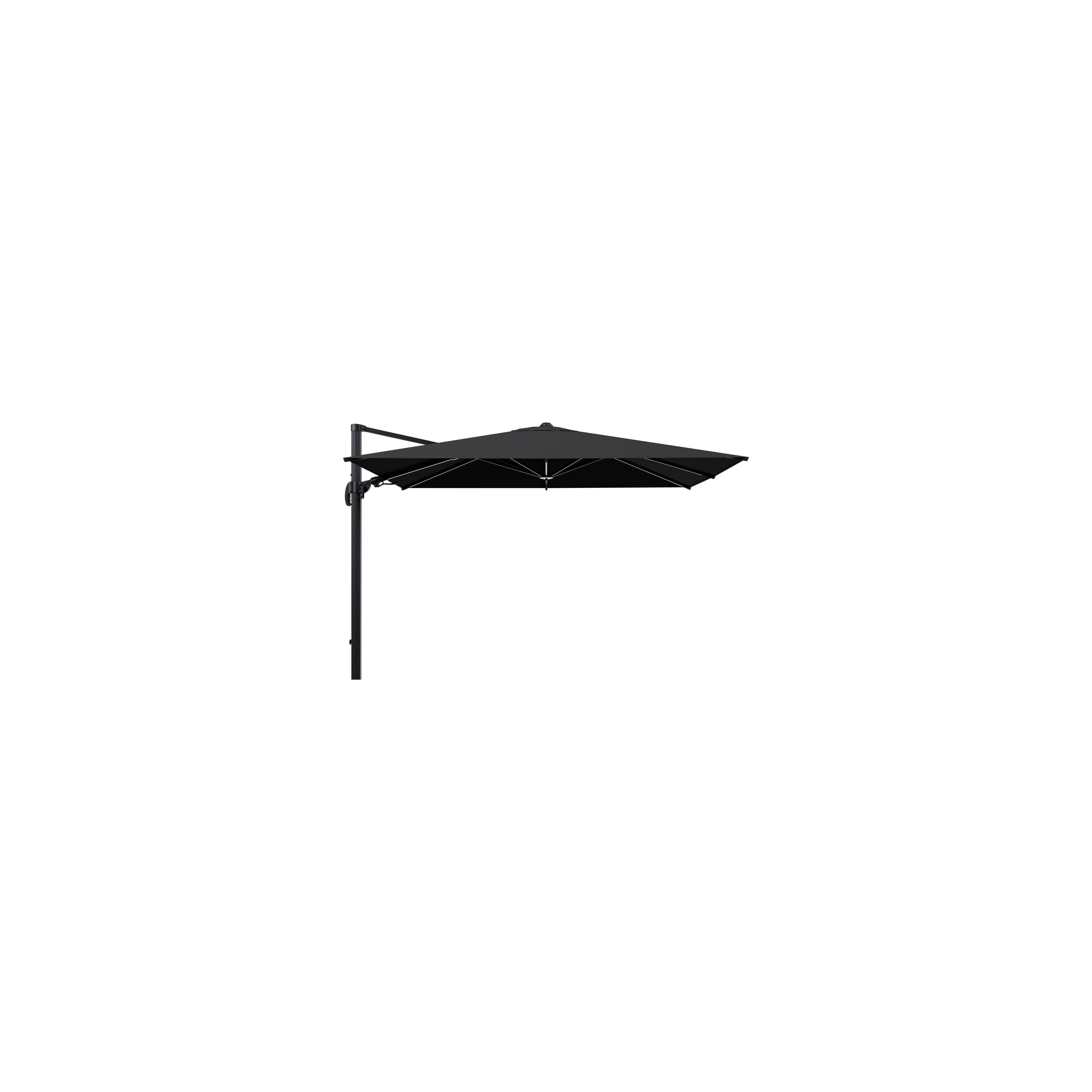 Parasol pendant Avola avec fonction tilt en aluminium noir avec toile de parasol en weather+ softtouch noir - Larg1 200 x Larg2 300 cm (sans pied de parasol)