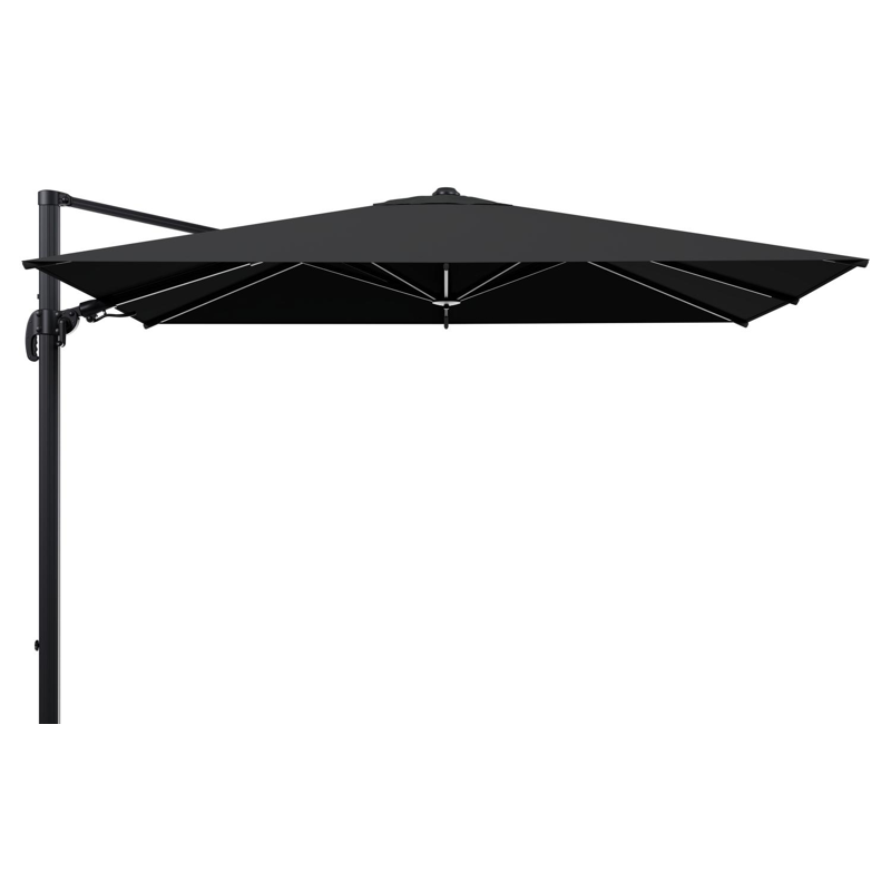 Avola zweefparasol met tiltfunctie in zwart aluminium met zwart weather+ softtouch parasoldoek - L1 200 x L2 300 cm (zonder voet)