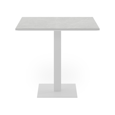Piemonte tuintafel in wit aluminium en volkeramiek zaha stone - L 70 x B 80 x H 72,5 cm