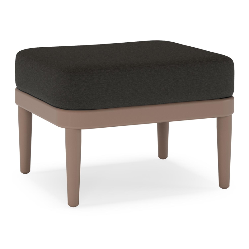 Pouf Orso en aluminium taupe et coussins en all weather sunbrella® luxe Heritage char