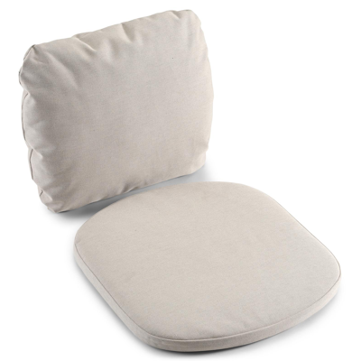 Gardo tuinstoel in teak en beige verticaal geweven ronde rope met kussen in heritage papyrus all weather sunbrella® luxe