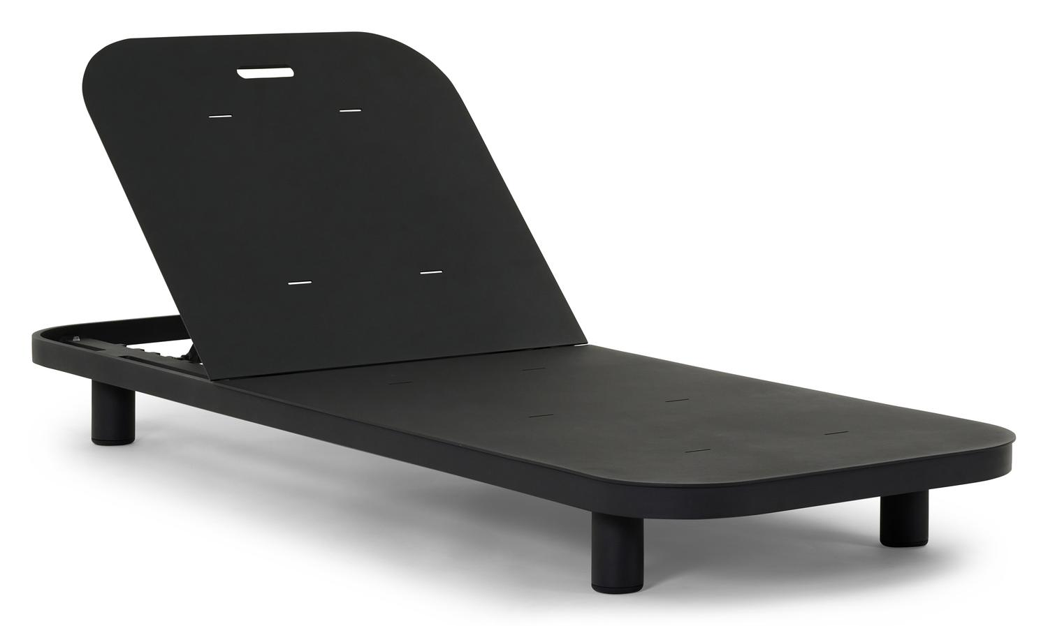 Chaise longue réglable Donato en aluminium noir et coussin en all weather Sunbrella® luxe chartres pewter