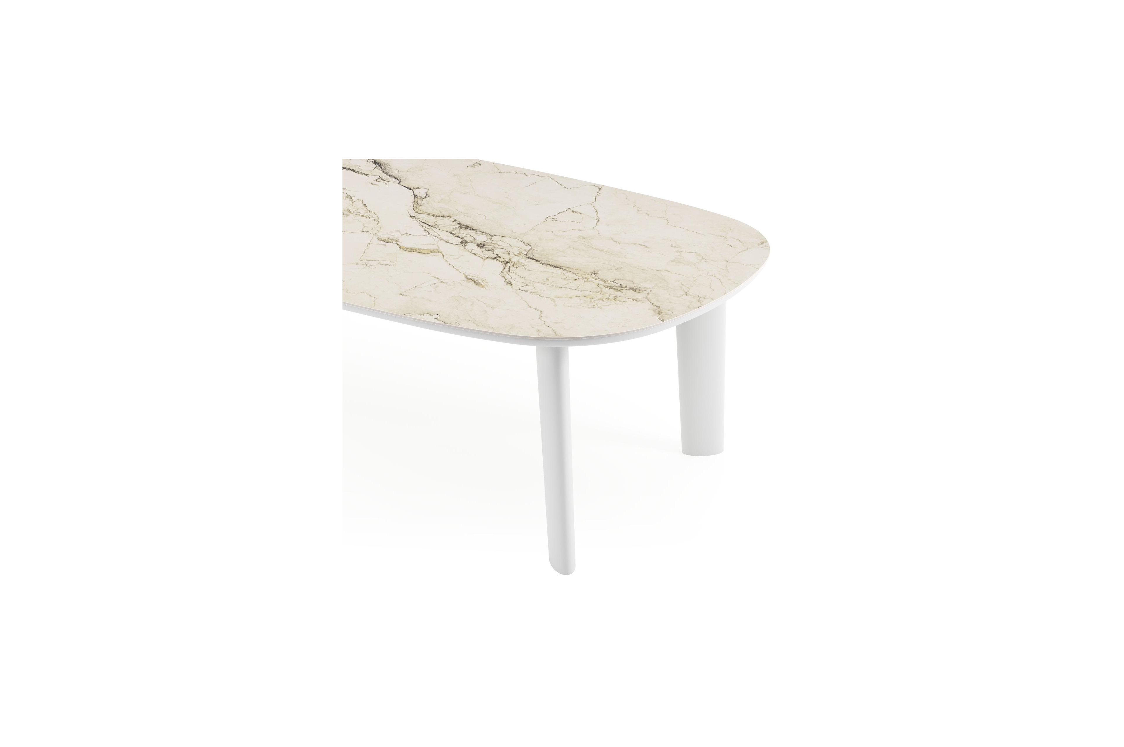 Amico tuintafel bombo in wit aluminium en volkeramiek Colorado Dunes - L 270 x B 125 x H 73.5 cm