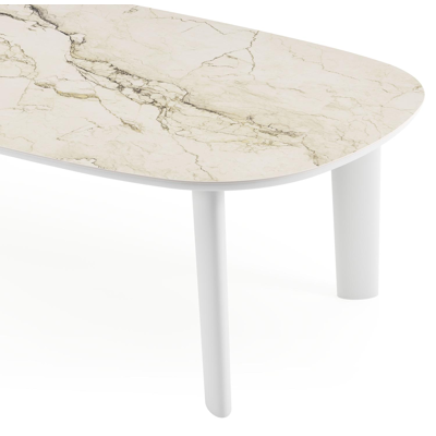 Amico tuintafel bombo in wit aluminium en volkeramiek Colorado Dunes - L 270 x B 125 x H 73.5 cm