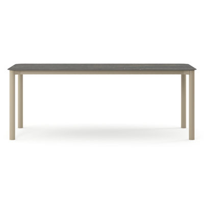 Orso tuintafel rechthoekig afgerond in beige aluminium en volkeramiek Black Obsession - L 200 x B 80 x H 74.5 cm