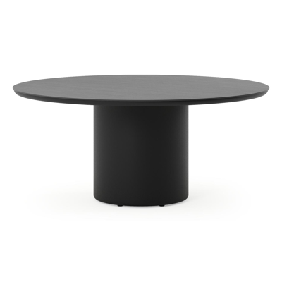Amico low dining tuintafel rond in zwart aluminium en volkeramiek Basalt Black - Dia. 148 x H 61 cm