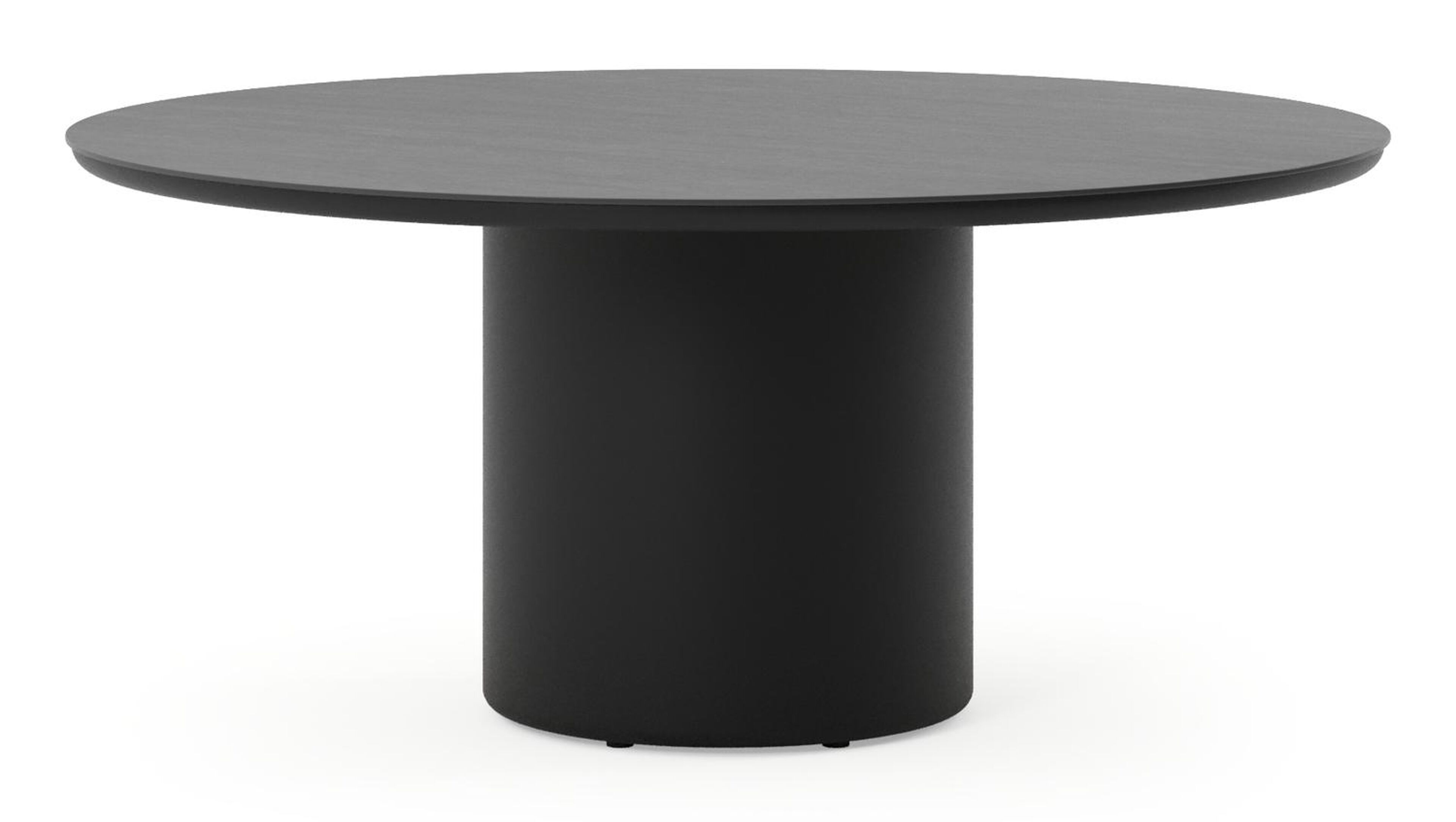 Amico low dining tuintafel rond in zwart aluminium en volkeramiek Basalt Black - Dia. 148 x - Dia. 148 x H 61 cm