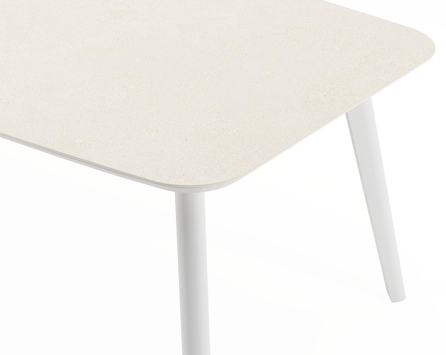 Mosa ensemble de jardin forme de bateau en aluminium blanc en sintered stone crema minerale avec 8 chaises de jardin Amalfi