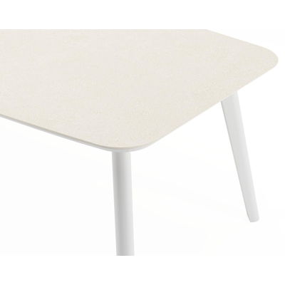 Mosa tuintafel bootvorm in wit aluminium en sintered stone Crema minerale - L 240 x B 110 x H 74 cm