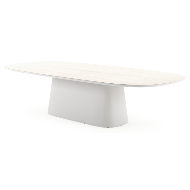 Amico tuintafel bombo xl in wit aluminium en volkeramiek Travertino Bianco - L 320 x B 148 x H 73.5 cm