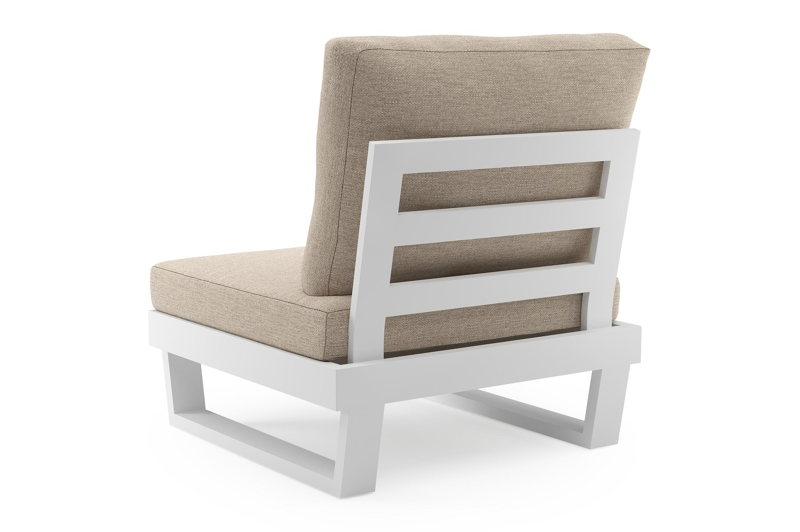 Modica loungestoel in wit aluminium met rustic weather+ softtouch kussen