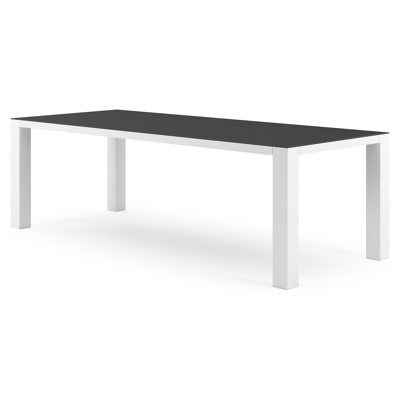 Nano tuintafel rechthoekig in wit aluminium en volkeramiek Nero Black - L 240 x B 100 x H 75 cm