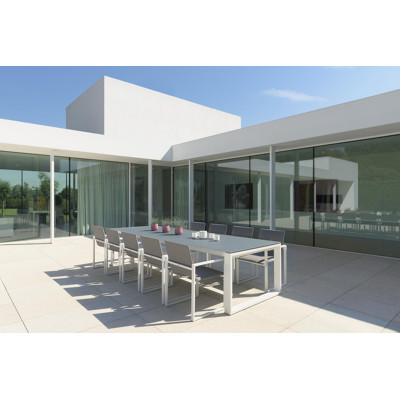 Verato tuinstoel in wit aluminium en grijs comfort textilene