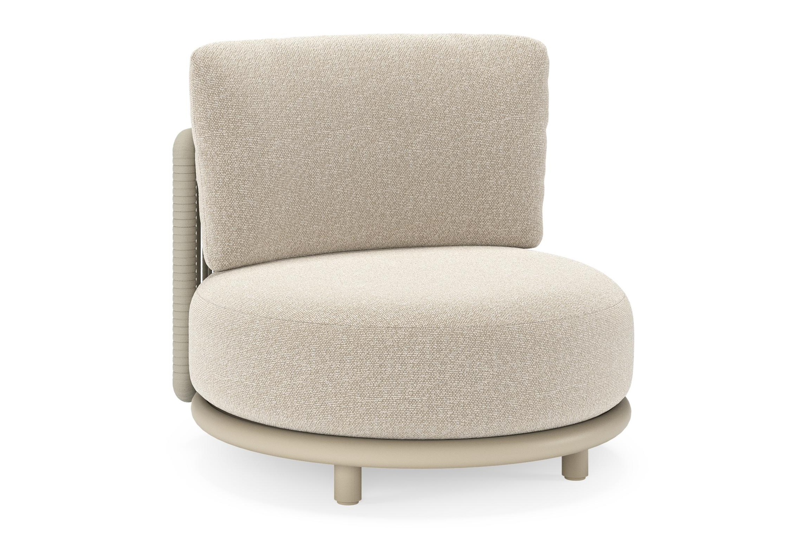 Lomano loungestoel in beige aluminium en beige verticaal geweven luxe vlakke rope met Marbella Ecru all weather cosytica