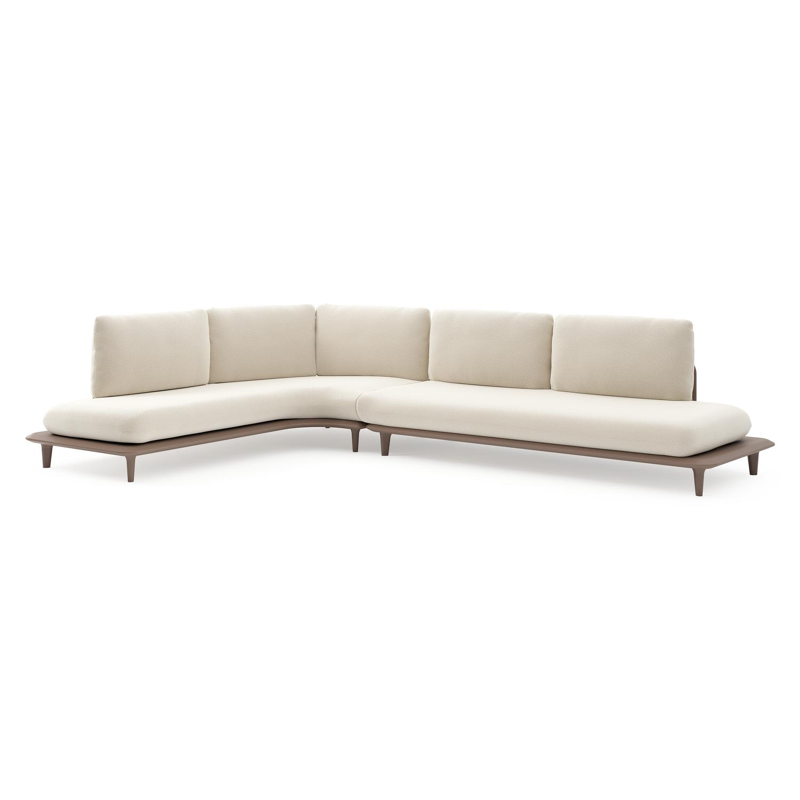 Bomero loungehoek in taupe aluminium met althea off white all weather cosytica kussen