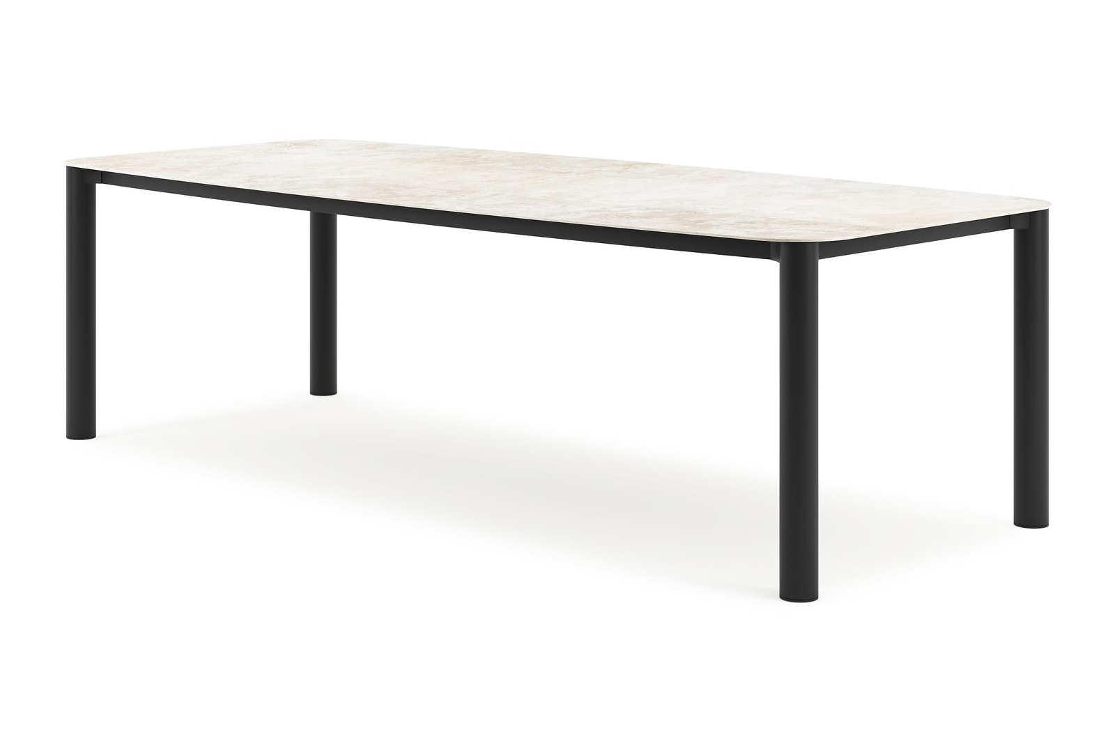 Orso tuintafel bootvorm in zwart aluminium en volkeramiek Rapolano L 255 x B 115 cm