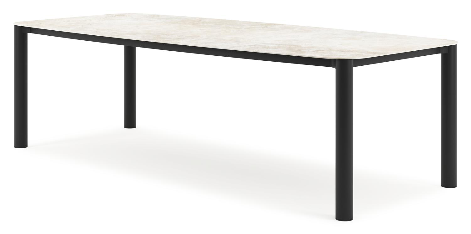 Orso tuintafel bootvorm in zwart aluminium en volkeramiek Rapolano L 255 x B 115 cm