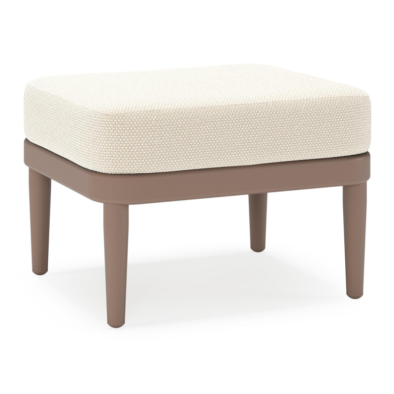 Pouf Orso en aluminium taupe et coussins en all weather cosytica Althea Off White