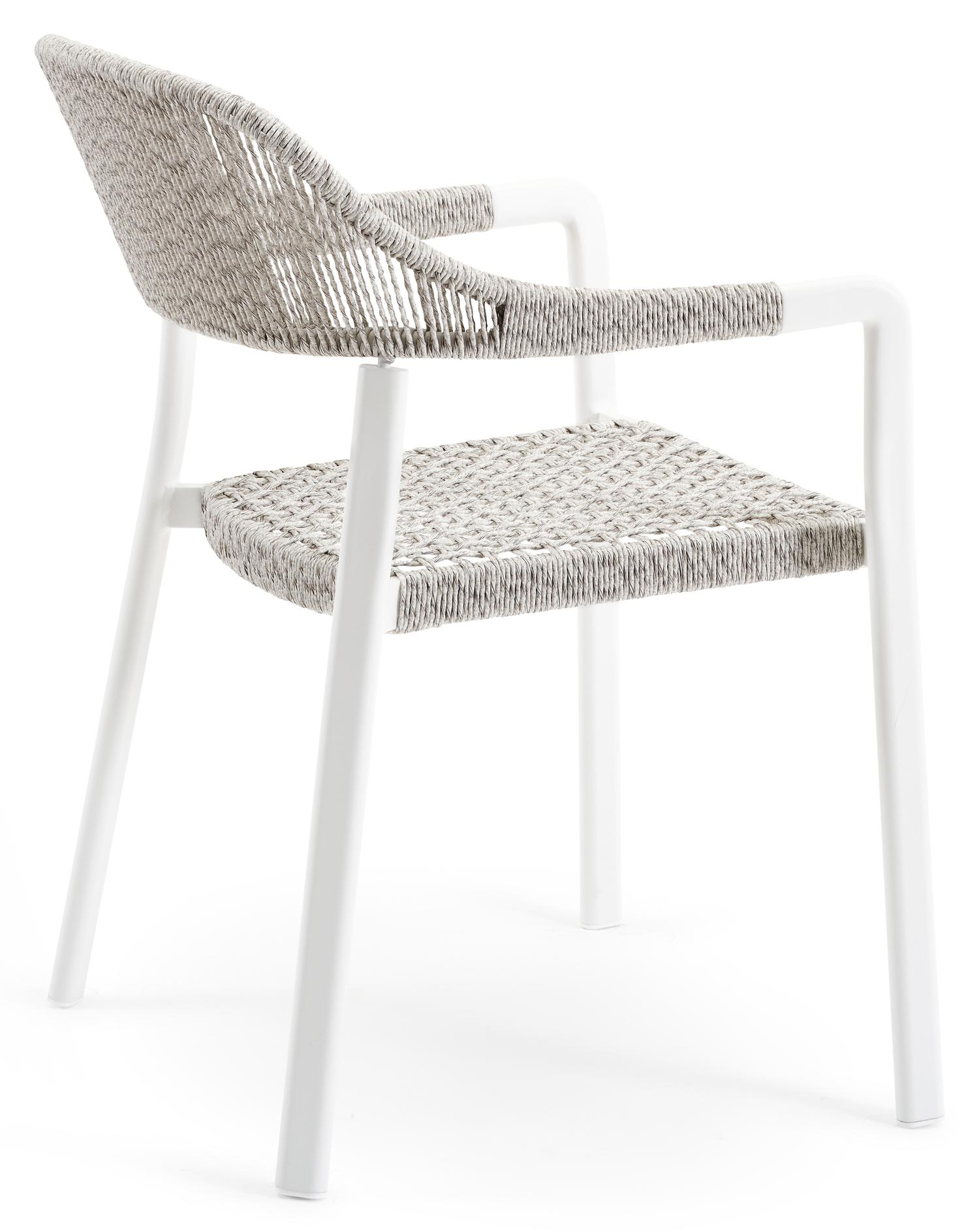 Cesano stapelbare tuinstoel in wit aluminium en wit-grijs wicker