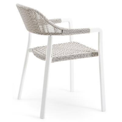 Cesano stapelbare tuinstoel in wit aluminium en wit-grijs wicker