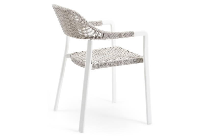 Cesano stapelbare tuinstoel in wit aluminium en wit-grijs wicker