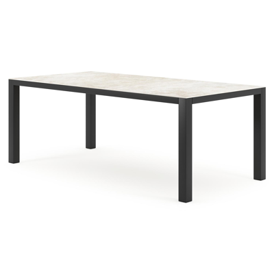 Table de jardin Como rectangulaire en aluminium noir et céramique pleine Rapolano Lg. 200 x Lrg. 100 cm