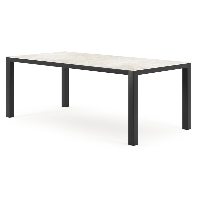 Como tuintafel rechthoekig in zwart aluminium en volkeramiek Rapolano L 200 x B 100 cm