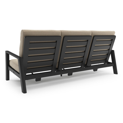 Cirello loungebank in zwart aluminium met althea chalk all weather cosytica kussen