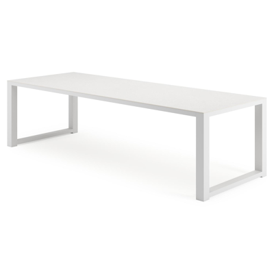 Livo tuintafel rechthoekig in wit aluminium en sintered stone Topo minerale - L 270 x B 100 x H 73 cm