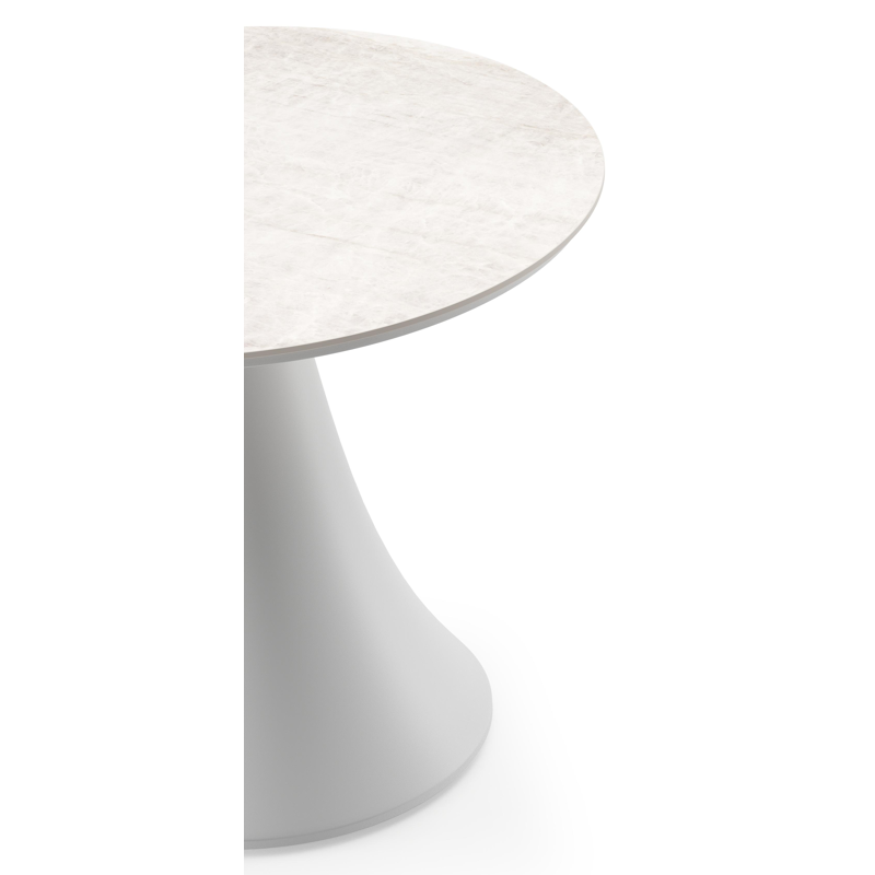 Fano low dining loungetafel rond in wit aluminium en volkeramiek Taj Mahal - Dia. 65 x H 55 cm