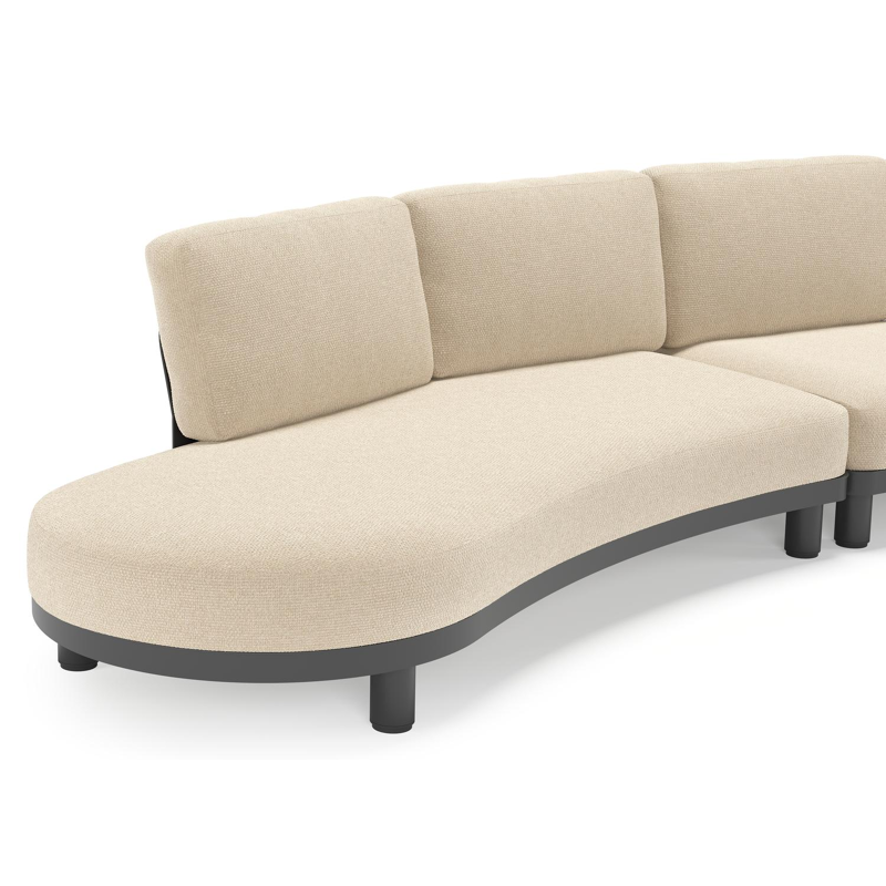 Donato loungebank in zwart aluminium met all weather cosytica Althea Chalk kussen