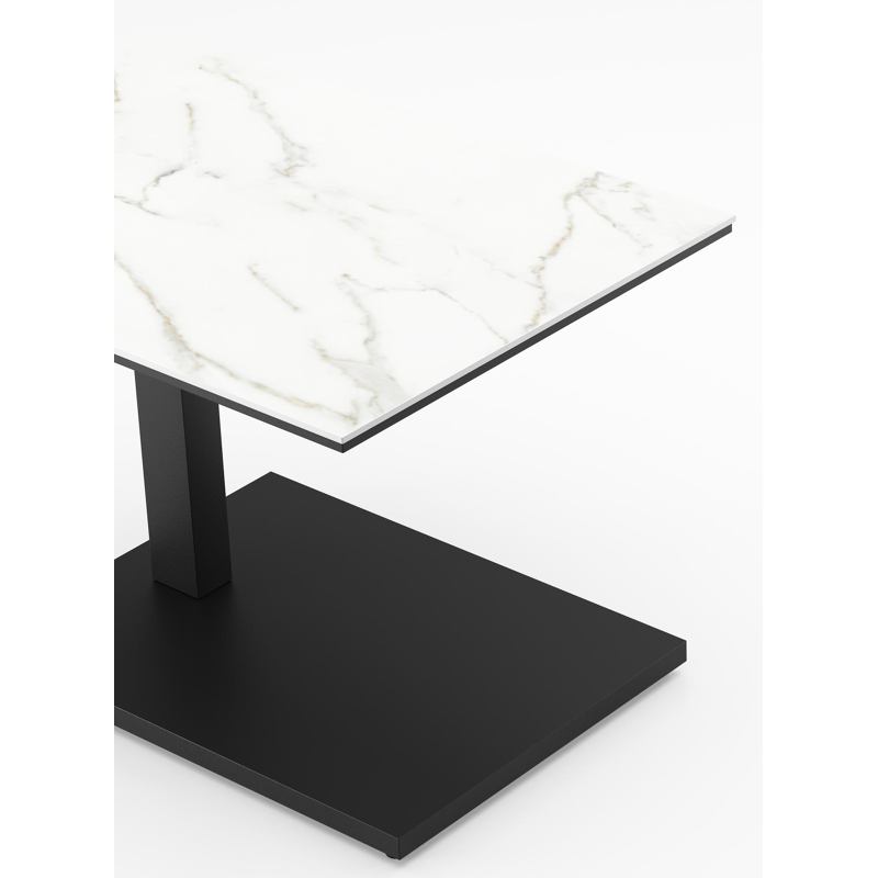 Cirello pop-up bijzettafel in zwart aluminium en volkeramiek Calacatta - L 70 x B 50 x H 44 cm