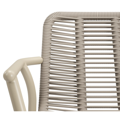 Mira tuinset in beige aluminium en teak met 8 stapelbare Berga tuinstoelen