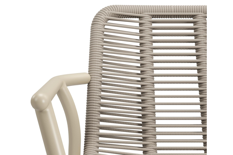 Mira tuinset in beige aluminium en teak met 8 stapelbare Berga tuinstoelen