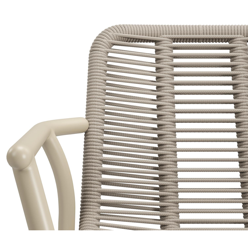 Chaise de jardin Berga en aluminium beige et corde ronde tissée verticalement beige