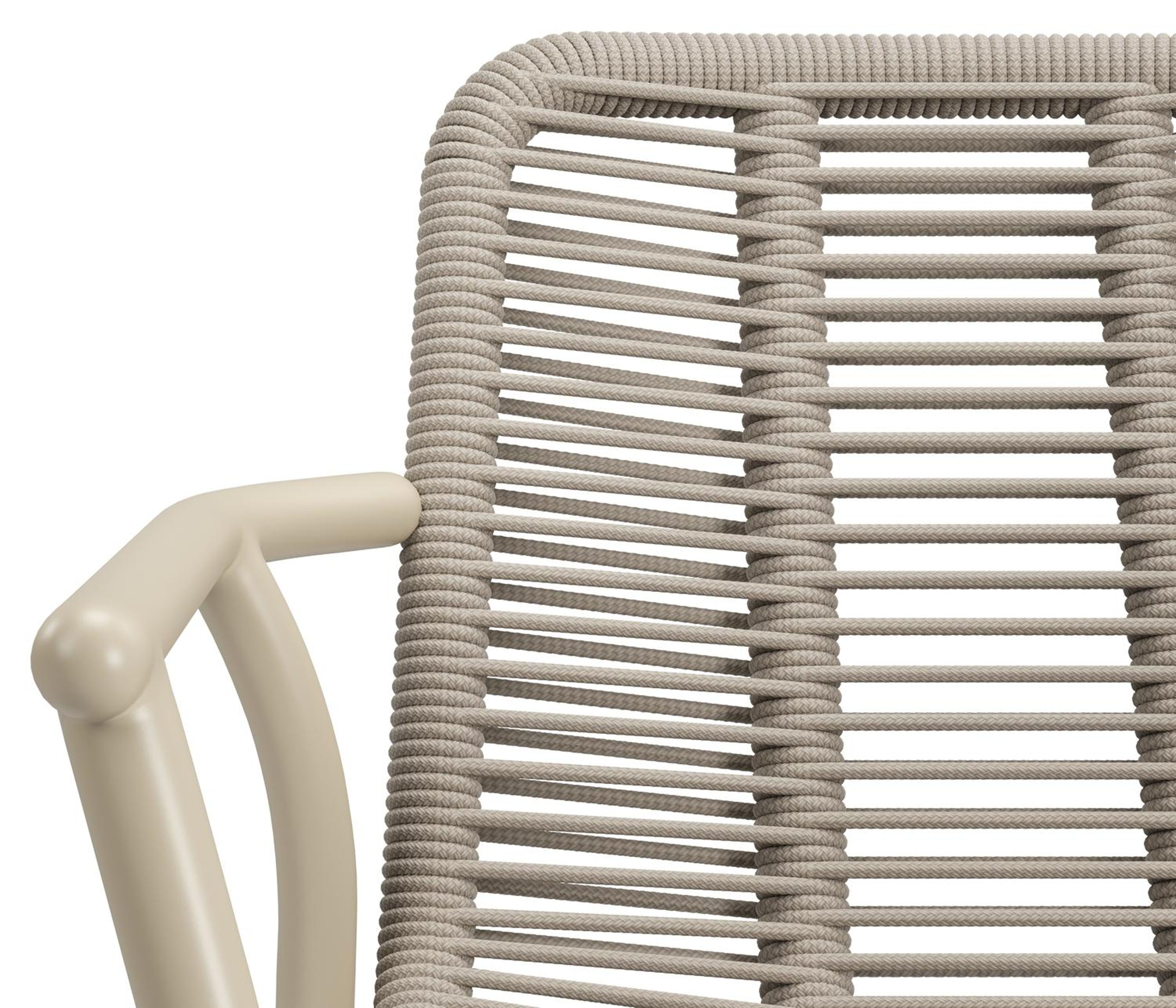 Berga tuinstoel in beige aluminium en beige verticaal geweven ronde rope