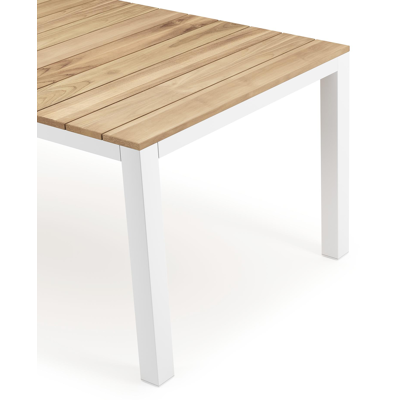 Capri tuintafel in wit aluminium en teak - L 200 x B 100 x H 75 cm