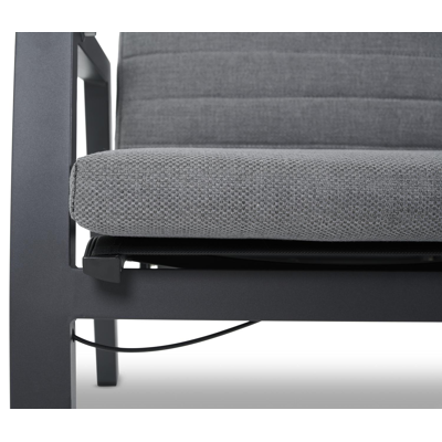 Prato loungeset in zwart aluminium met grijs weather+ textilene kussens