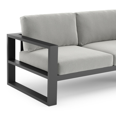 Verato loungehoek in zwart aluminium met savane nimbus all weather sunbrella® luxe kussen