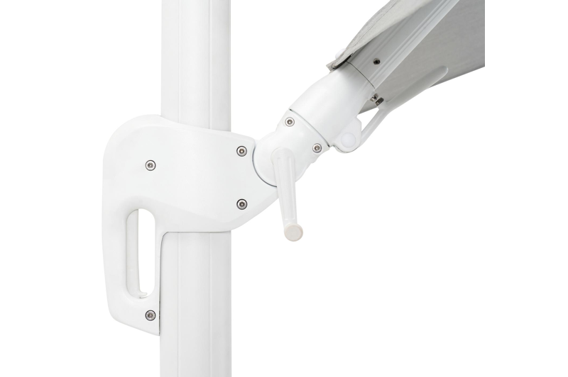 Parasol pendant Rufina avec fonction tilt en aluminium blanc avec toile de parasol en all weather sunbrella® premium gris - Larg1 300 x Larg2 300 cm (sans pied de parasol)