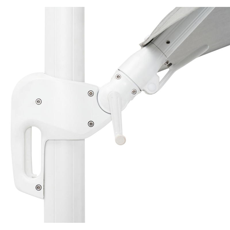 Parasol pendant Rufina avec fonction tilt en aluminium blanc avec toile de parasol en all weather sunbrella® premium gris - Larg1 300 x Larg2 300 cm (sans pied de parasol)