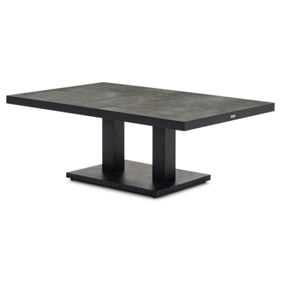 Veneto loungeset met verstelbare rugleuning in zwart aluminium met grijs weather+ softtouch kussens