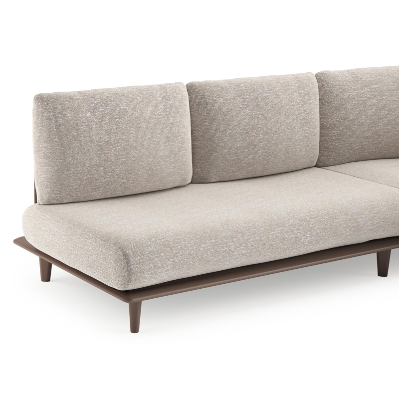 Bomero loungehoek in taupe aluminium met tundra sand all weather sunbrella® luxe kussen