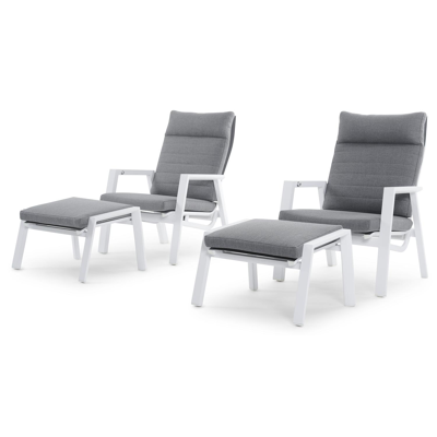 Prato loungeset in wit aluminium met grijs weather+ textilene kussens
