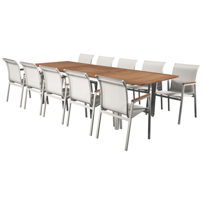 Venice stapelbare tuinstoel wit - aluminium, teak en textilene