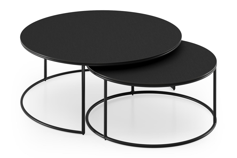 Tables basse Fano en aluminium noir et céramique pleine nero black - Dia. 85/65 X H 35/30 cm