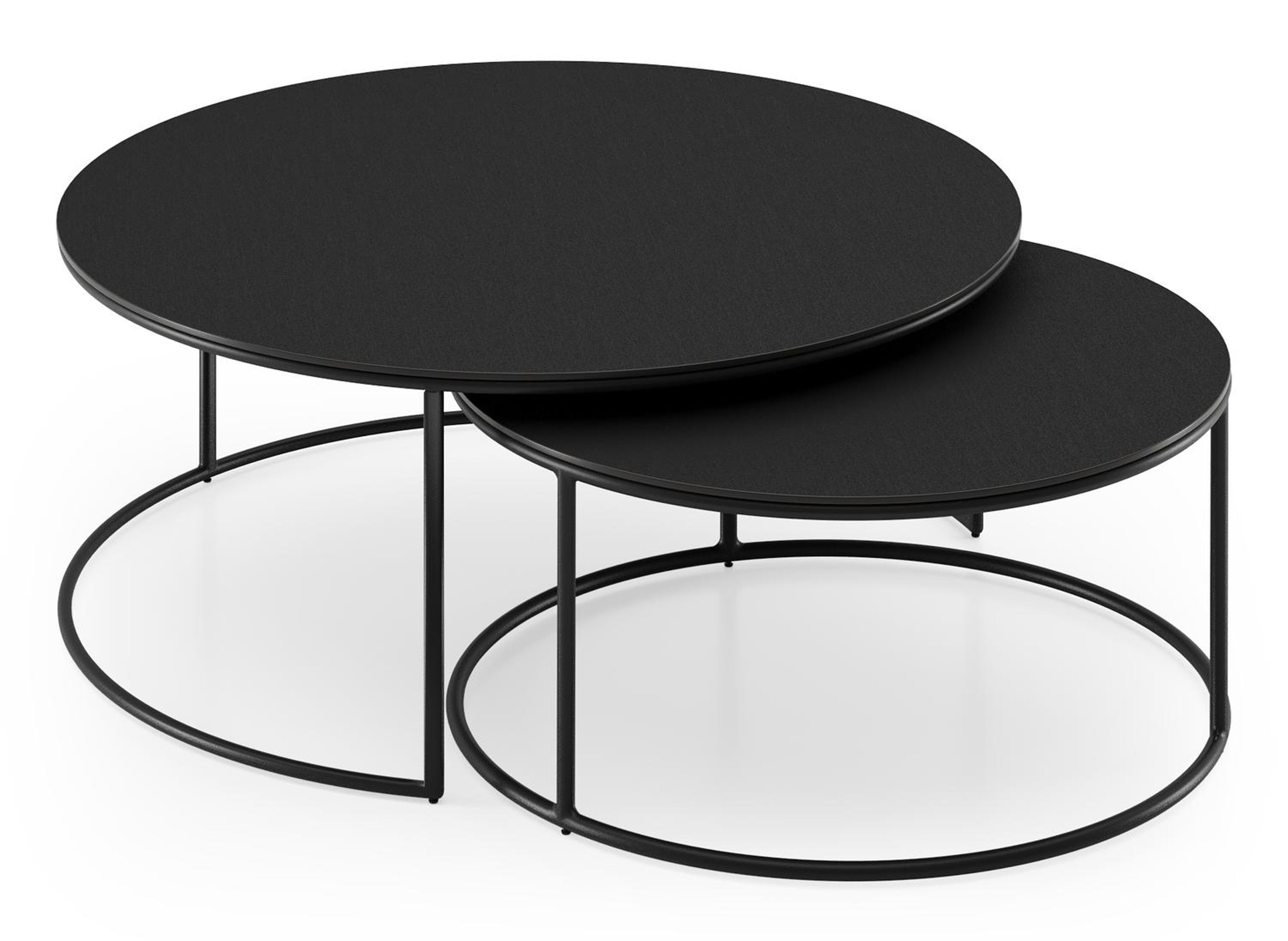Tables basse Fano en aluminium noir et céramique pleine nero black - Dia. 85/65 X H 35/30 cm